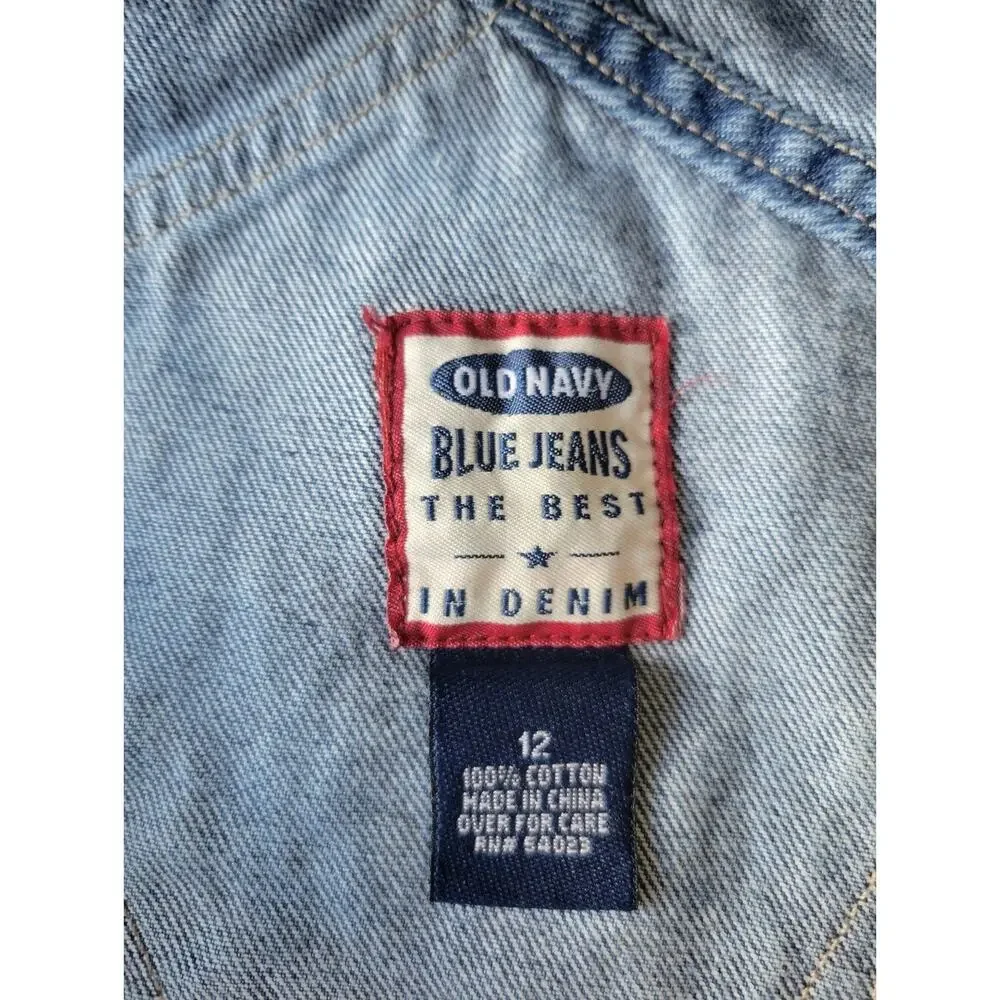 Old Navy Denim Bib Overalls Girls Youth 12 Blue Button Fly Vintage Y2K